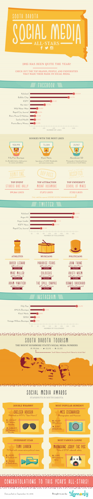 South Dakota Social Media Stats 2015 Infographic - Lemonly