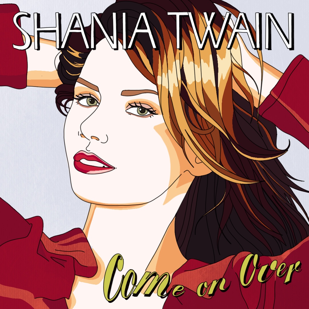 Illustrated album cover for Come On Over by Shania Twain