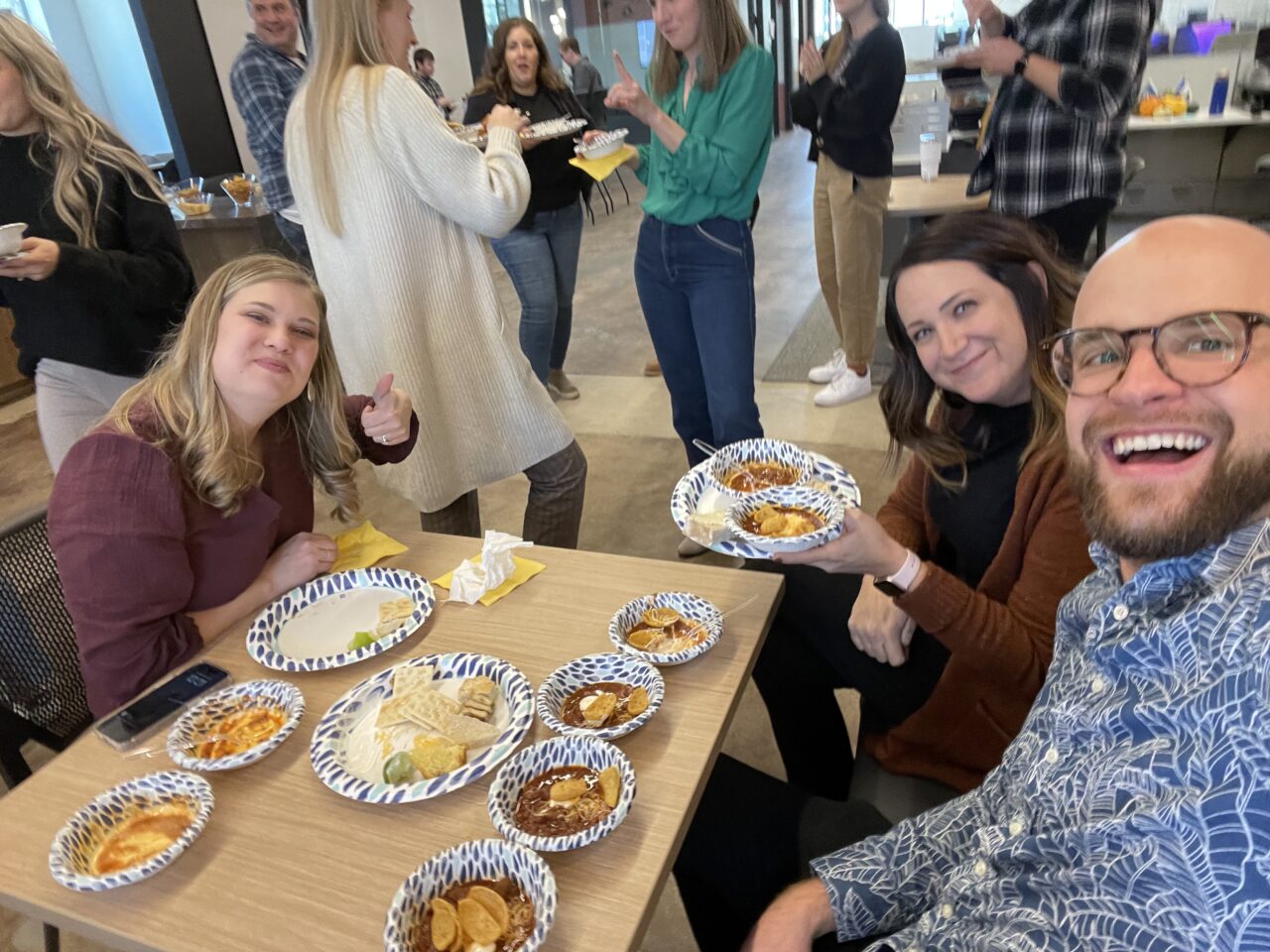 Lemonheads enjoy bowls of chili during Lemonly's fall chili cook-off