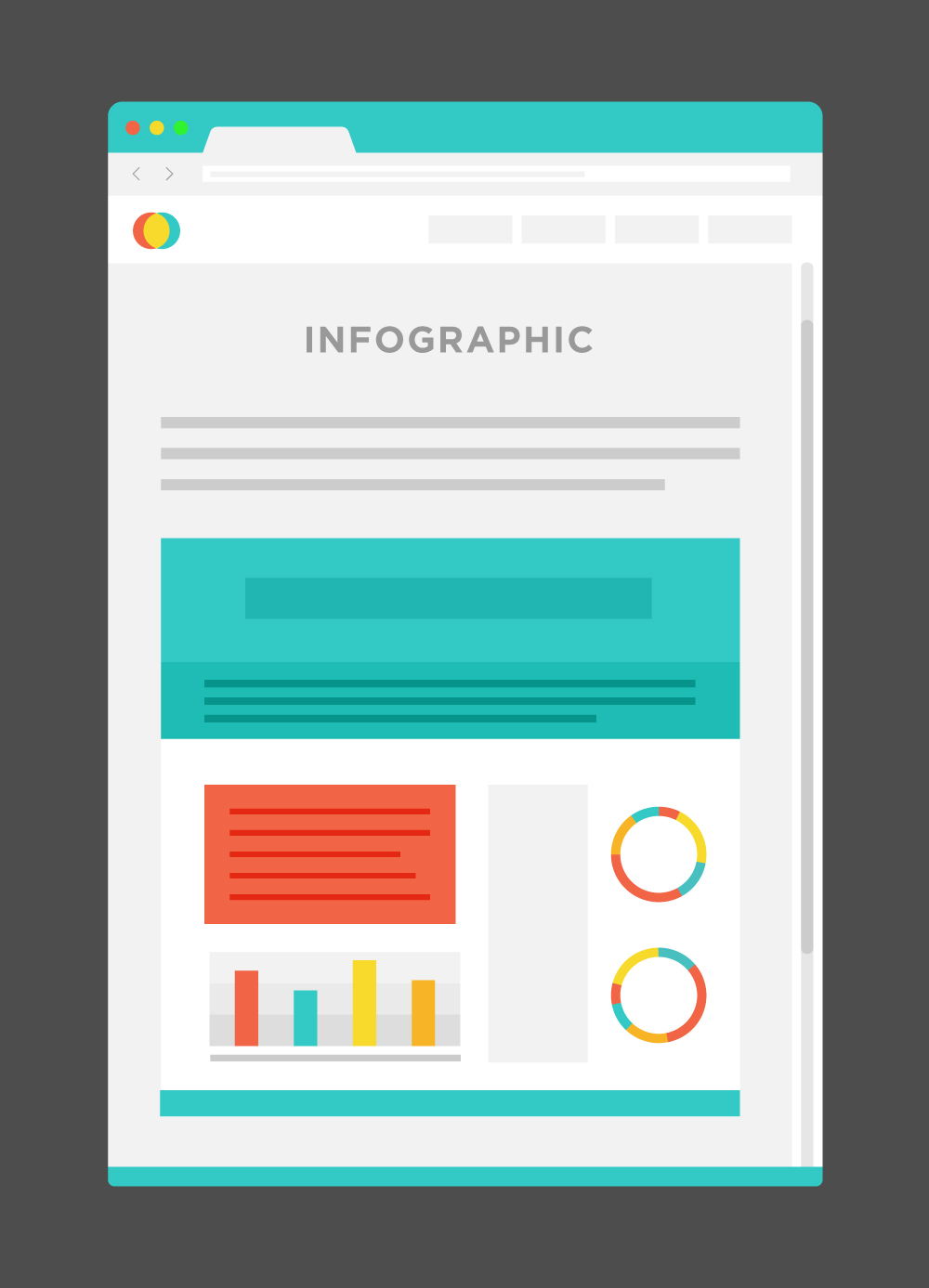 Illustrated diagram of a square infographic