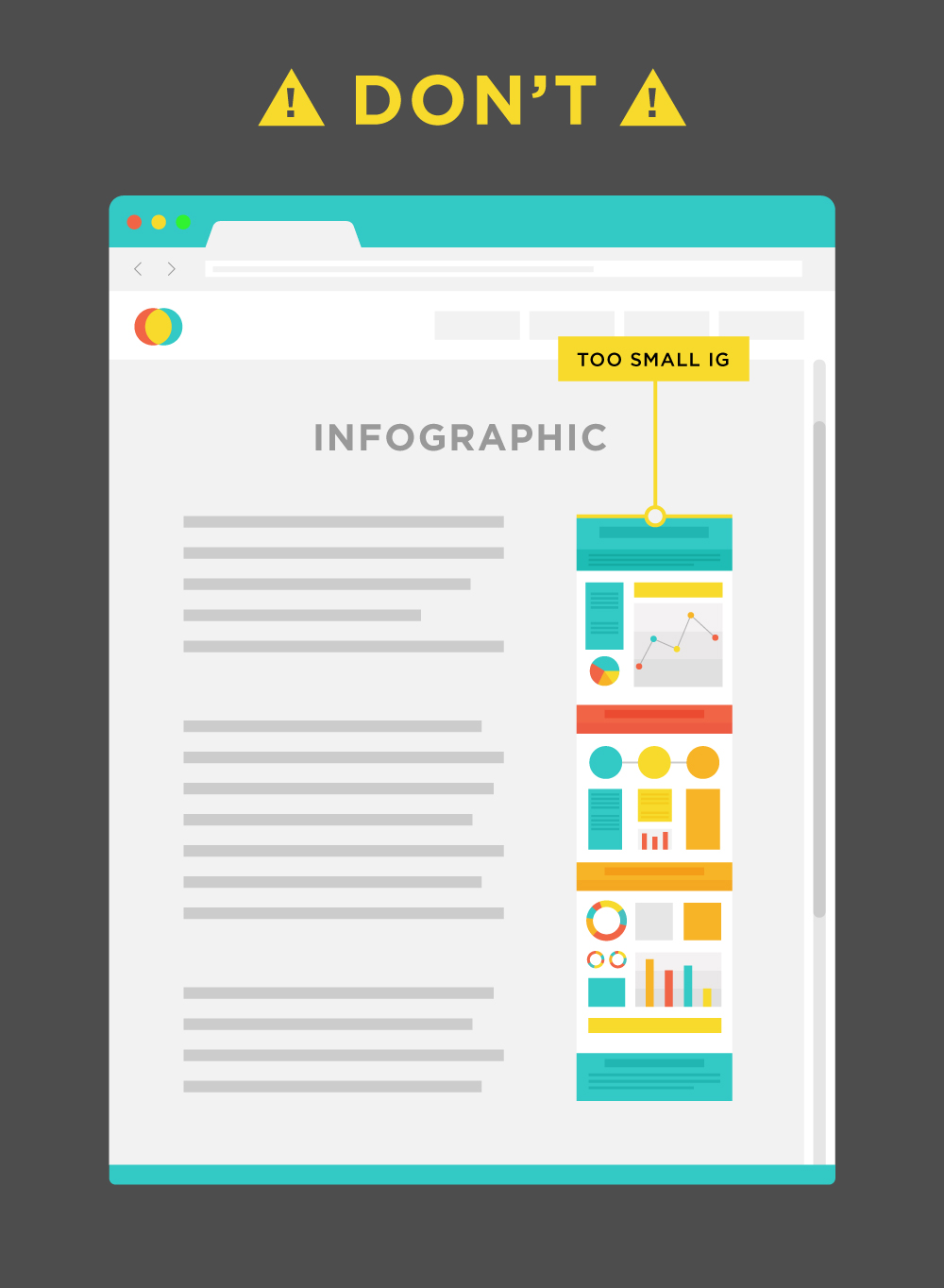 Illustrated diagram of publishing an infographic too small on your website