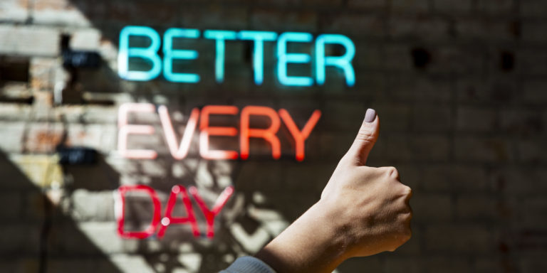 Better Every Day neon sign at Lemonly HQ